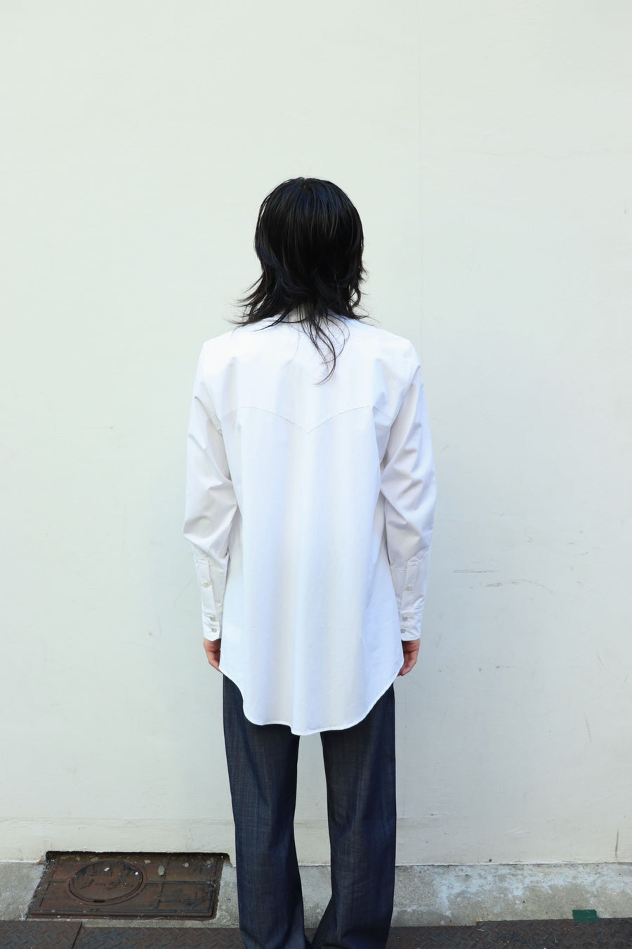 HOMMENA  Scarf Collar Western Shirt(OFF WHITE)
