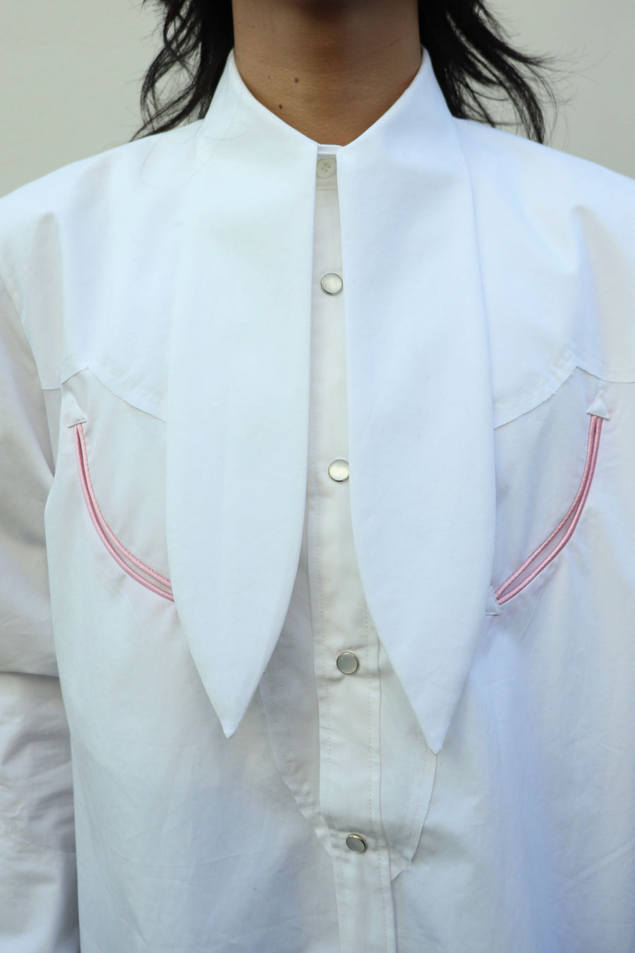 HOMMENA  Scarf Collar Western Shirt(OFF WHITE)