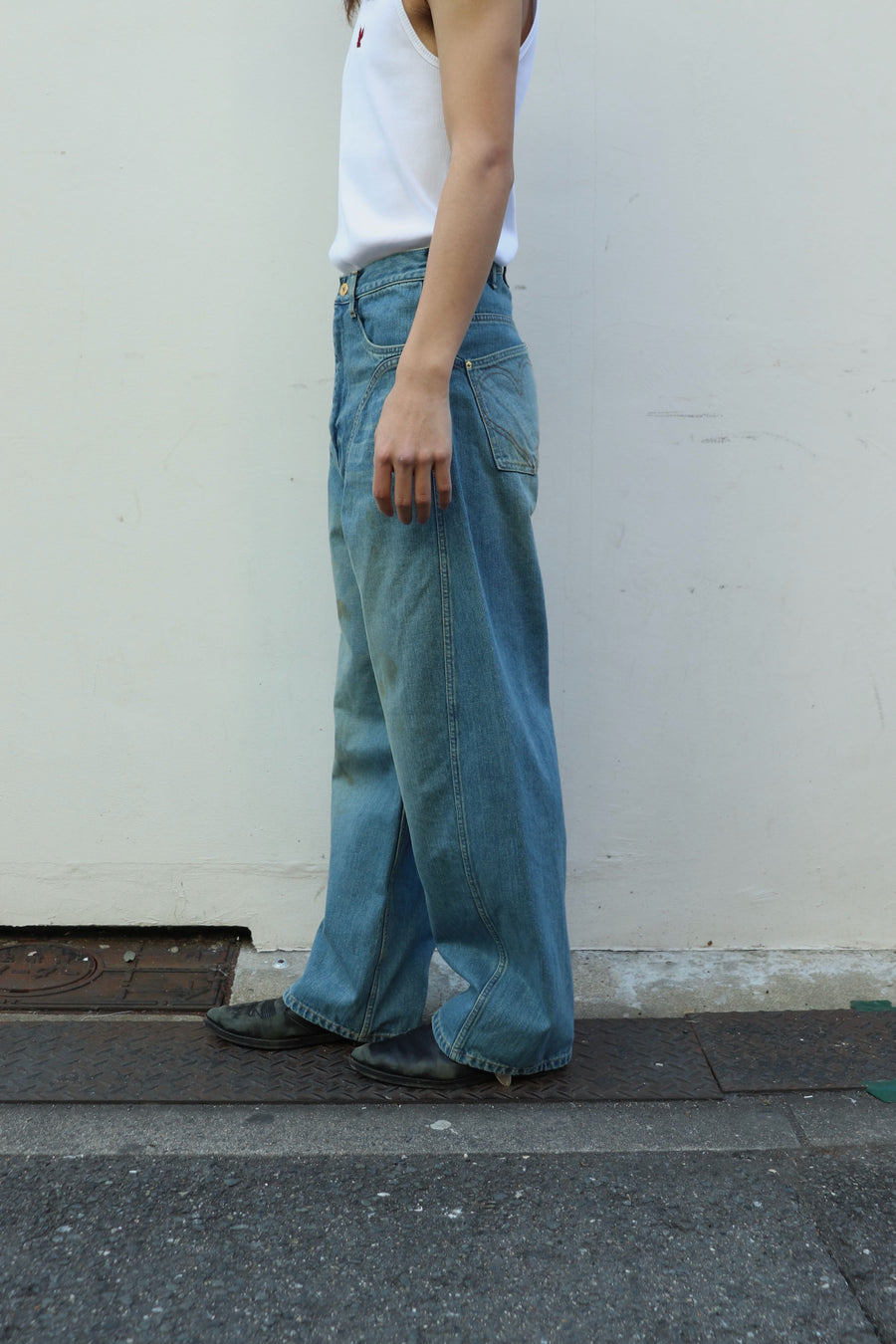 HOMMENA  Twisted Wide Denim Pants