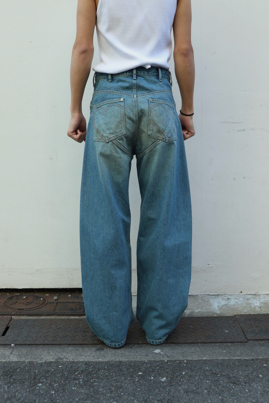 HOMMENA  Twisted Wide Denim Pants