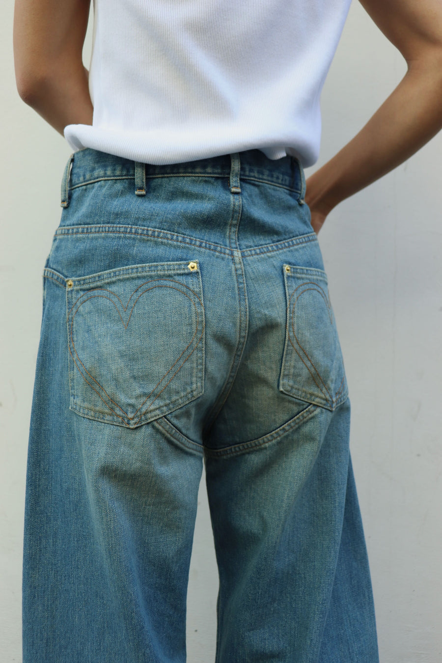 HOMMENA  Twisted Wide Denim Pants