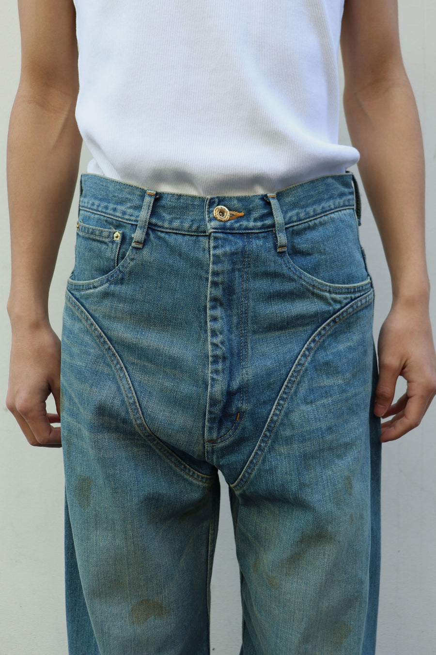 HOMMENA  Twisted Wide Denim Pants