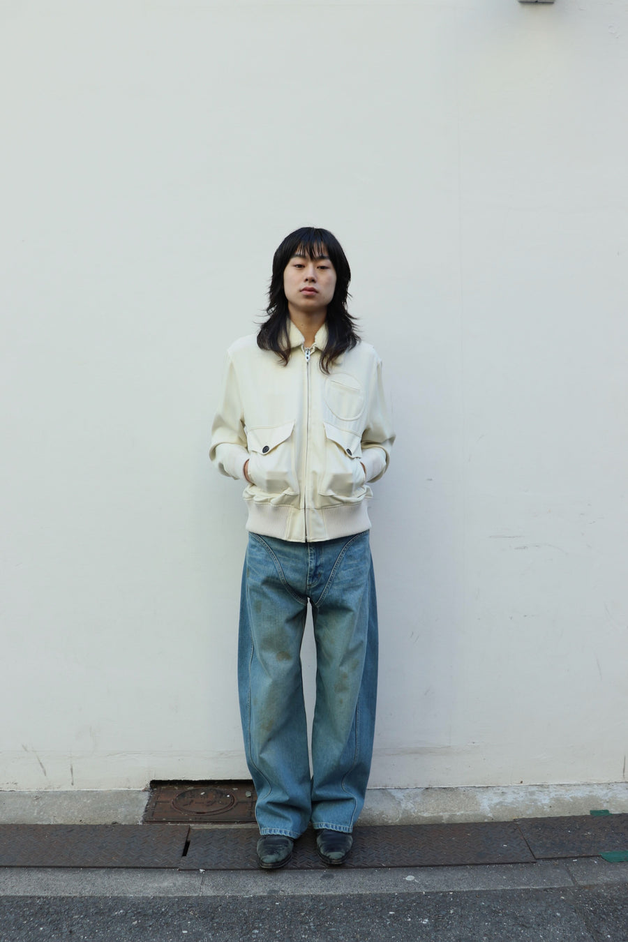 HOMMENA  Twisted Wide Denim Pants