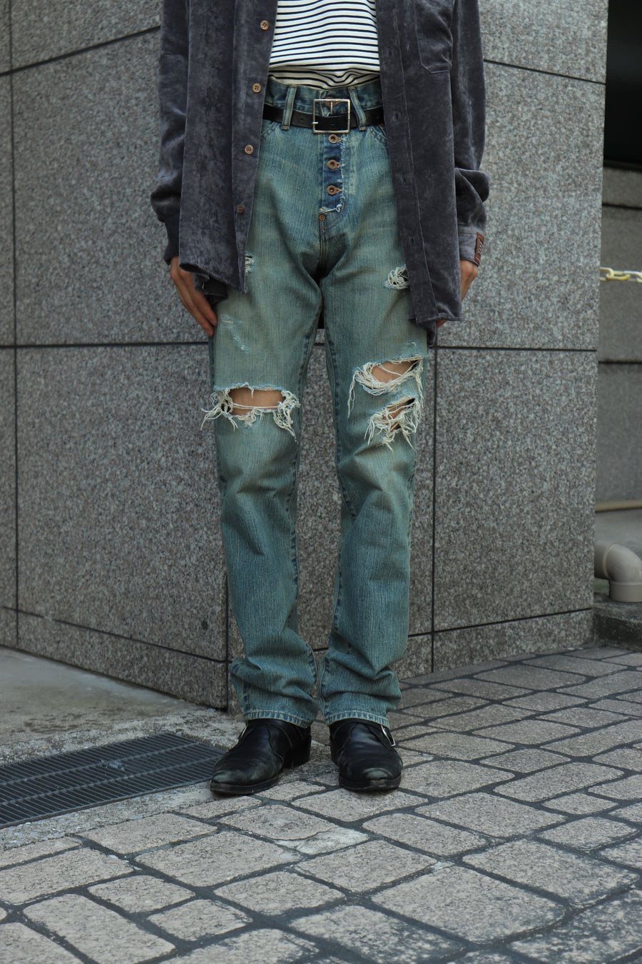 SUGARHILL  DAMAGED MODERN DENIM PANTS STRAIGHT CUT