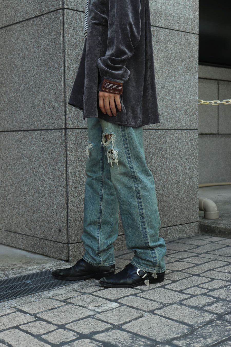 SUGARHILL  DAMAGED MODERN DENIM PANTS STRAIGHT CUT