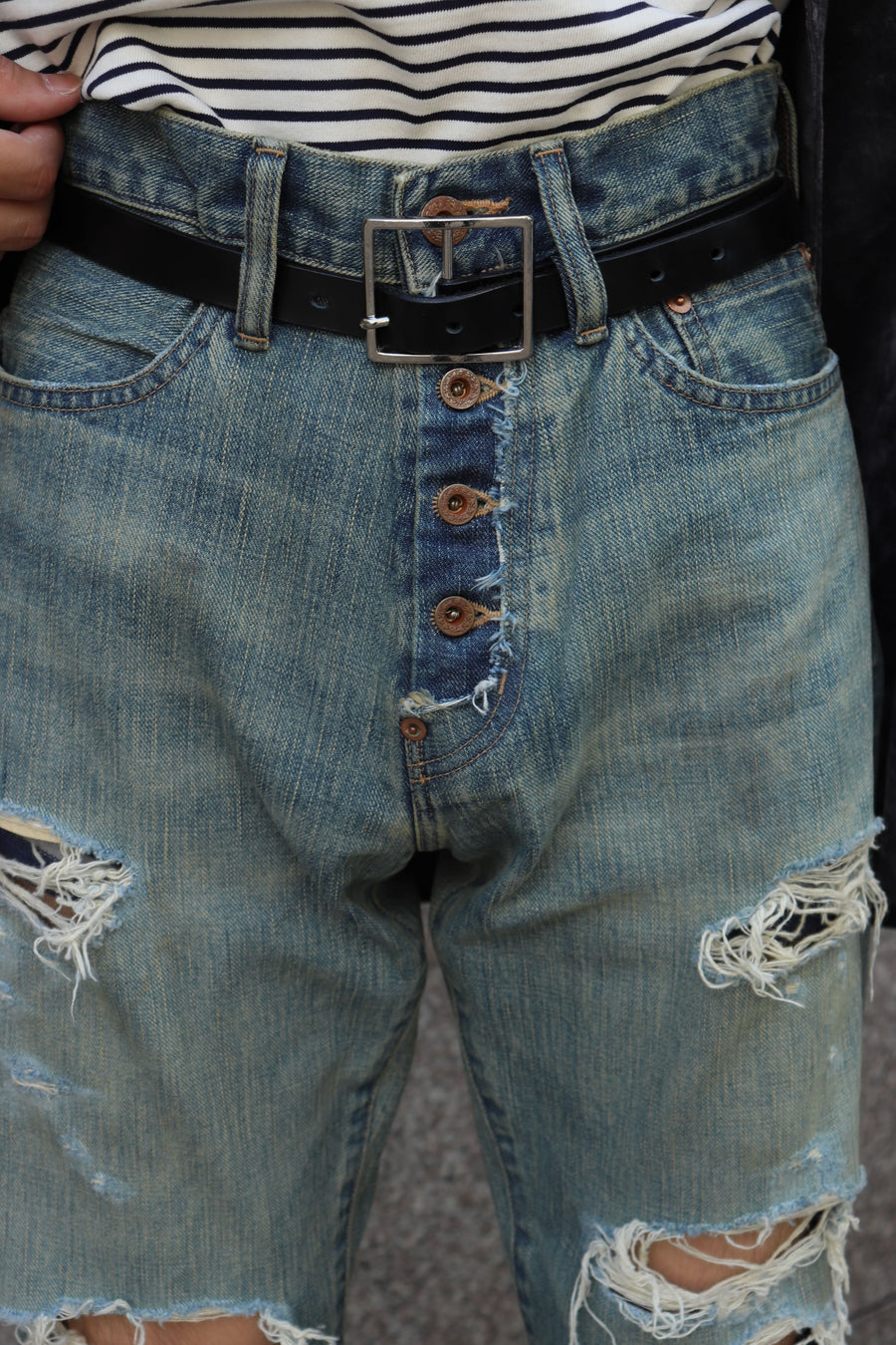 SUGARHILL  DAMAGED MODERN DENIM PANTS STRAIGHT CUT