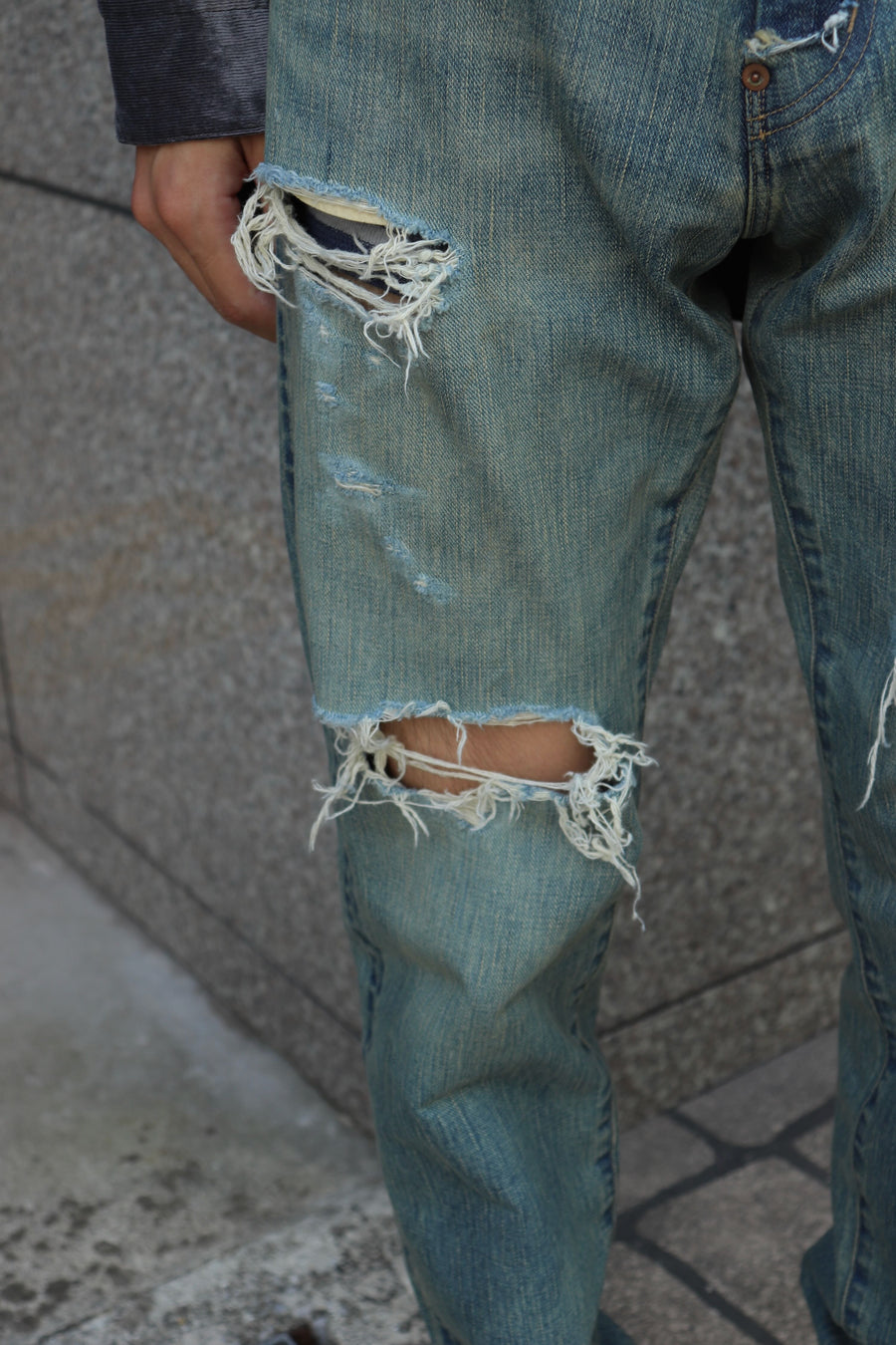 SUGARHILL  DAMAGED MODERN DENIM PANTS STRAIGHT CUT