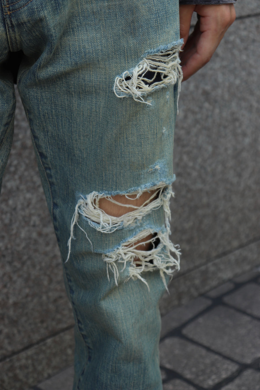 SUGARHILL  DAMAGED MODERN DENIM PANTS STRAIGHT CUT