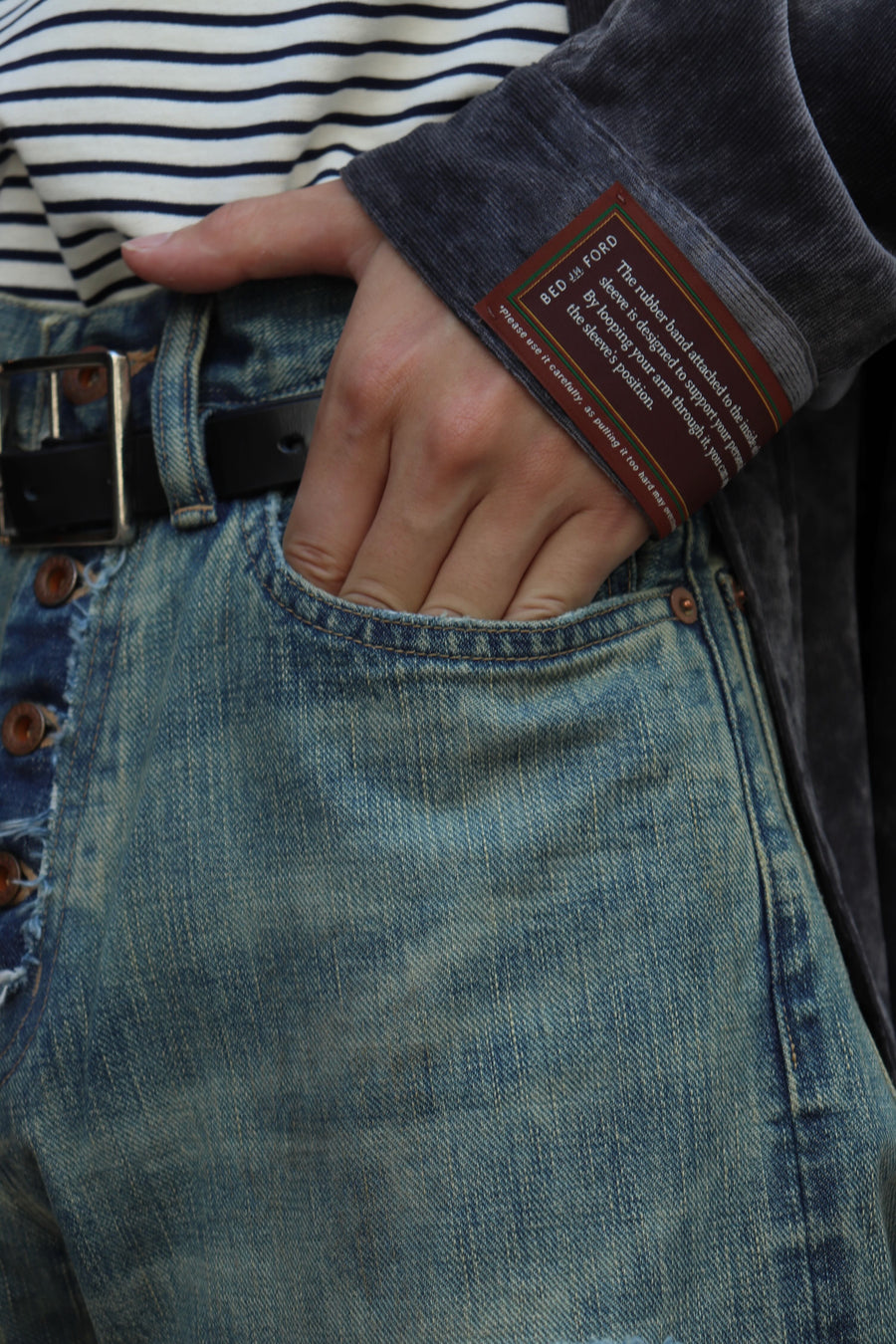 SUGARHILL  DAMAGED MODERN DENIM PANTS STRAIGHT CUT