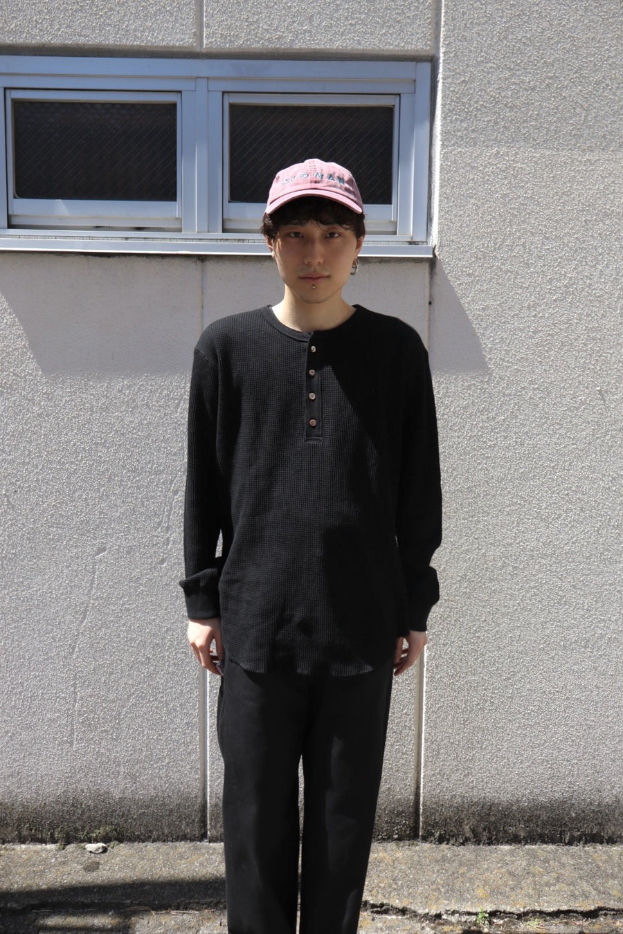 Urig  2025aw 4B HENRYNECK WAFFLE LS(BLACK)
