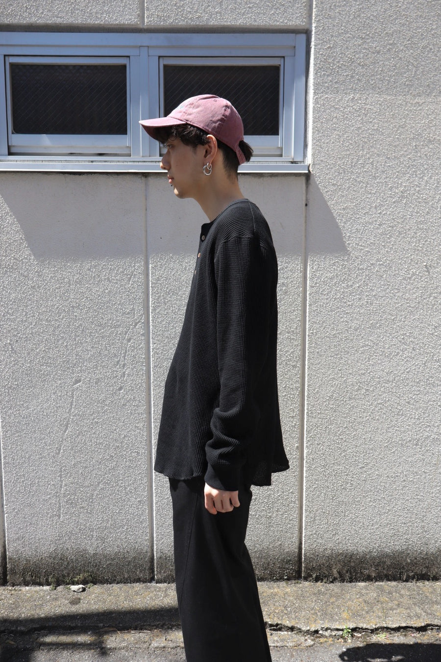 Urig  2025aw 4B HENRYNECK WAFFLE LS(BLACK)