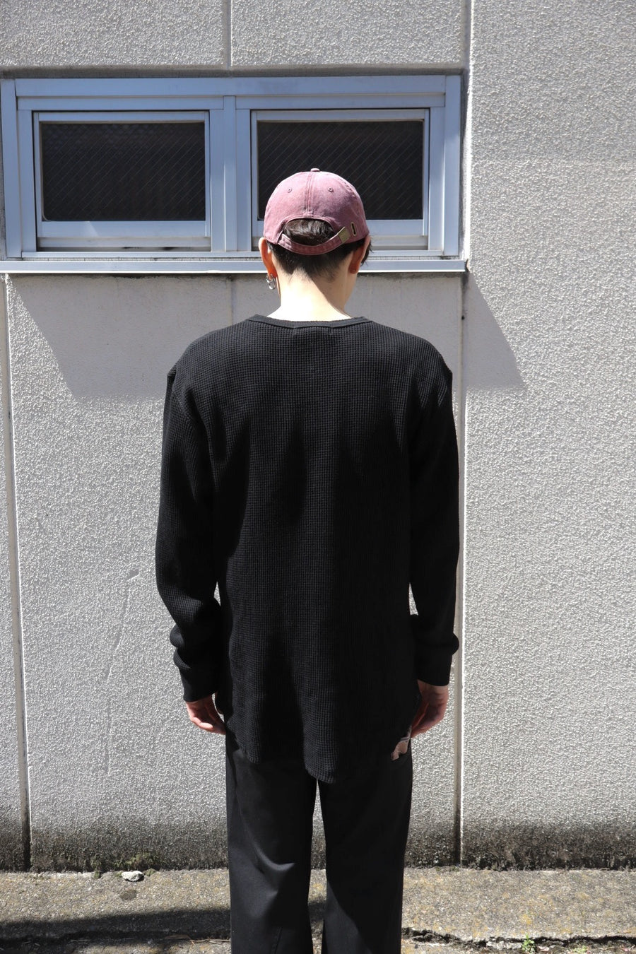 Urig  2025aw 4B HENRYNECK WAFFLE LS(BLACK)