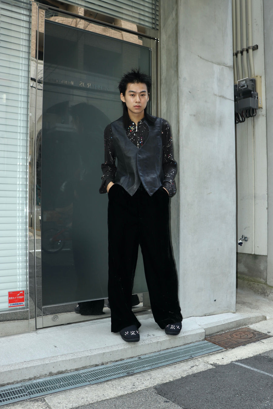 MASU  VELVET WIDE TROUSERS(BLACK)