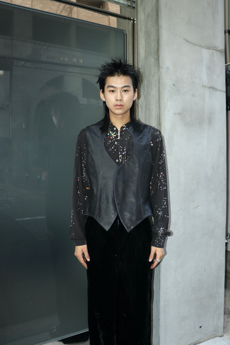 MASU  BAT LEATHER VEST(BLACK)