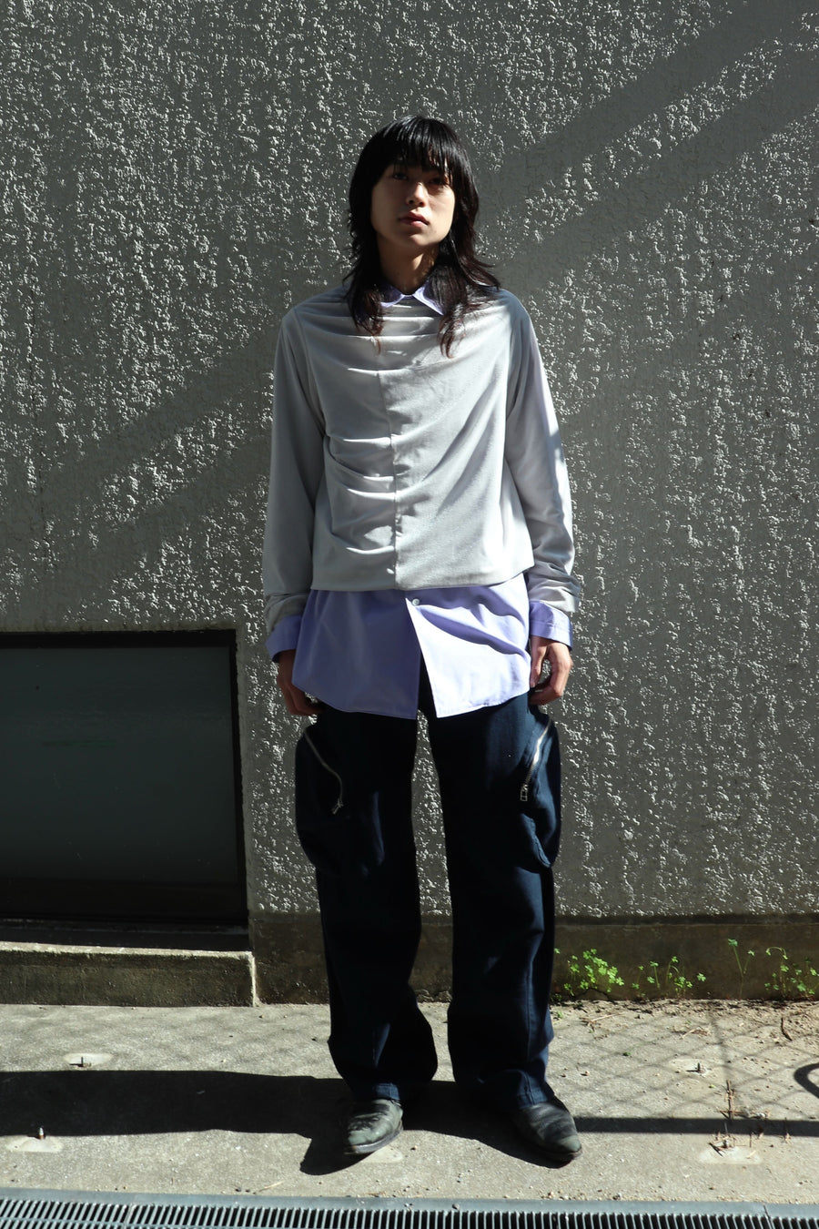 HOMMENA  Drape Long Sleeve Tee