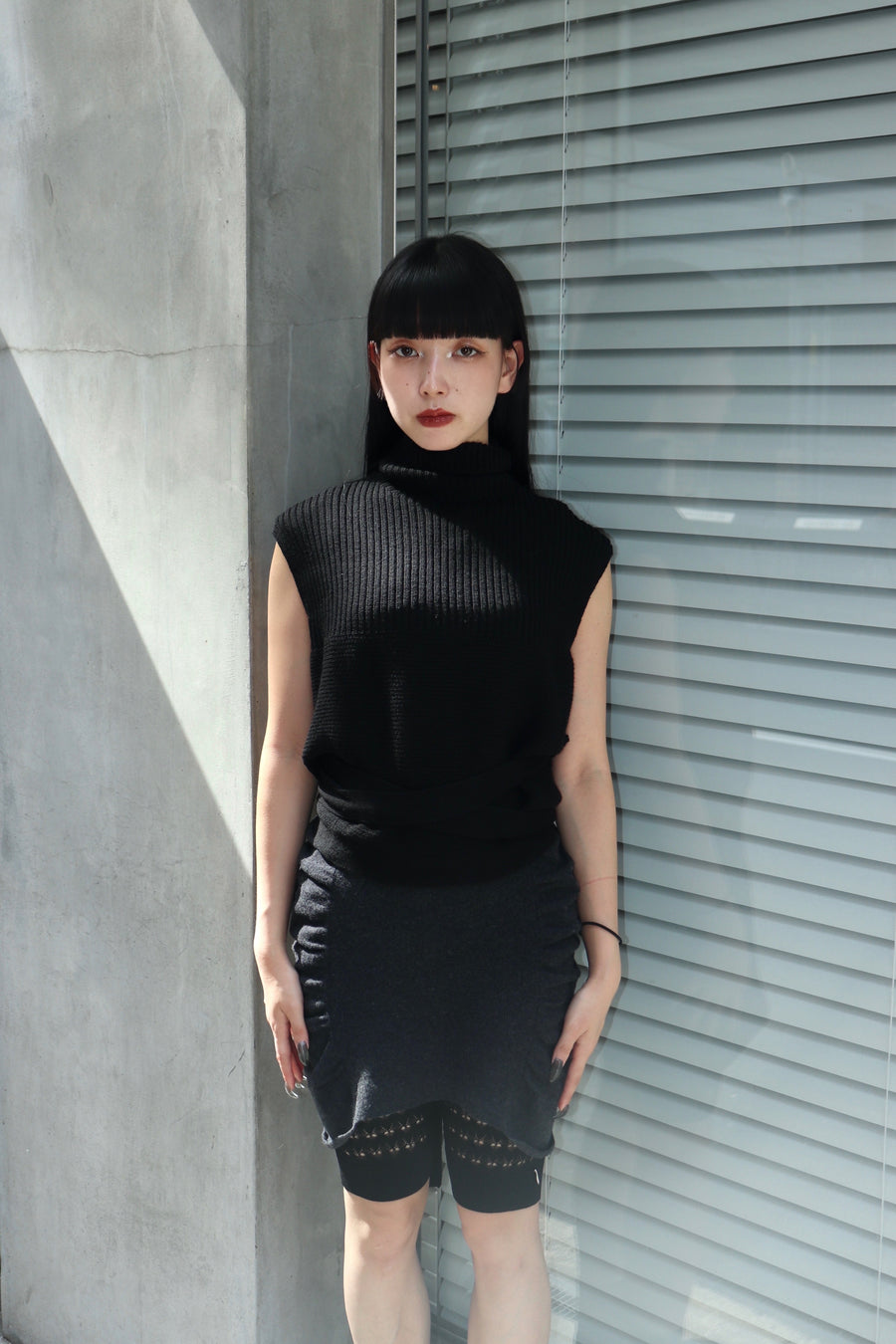 JUUKIFF  BONDAGE HIGH-NECK VEST IN WOOL