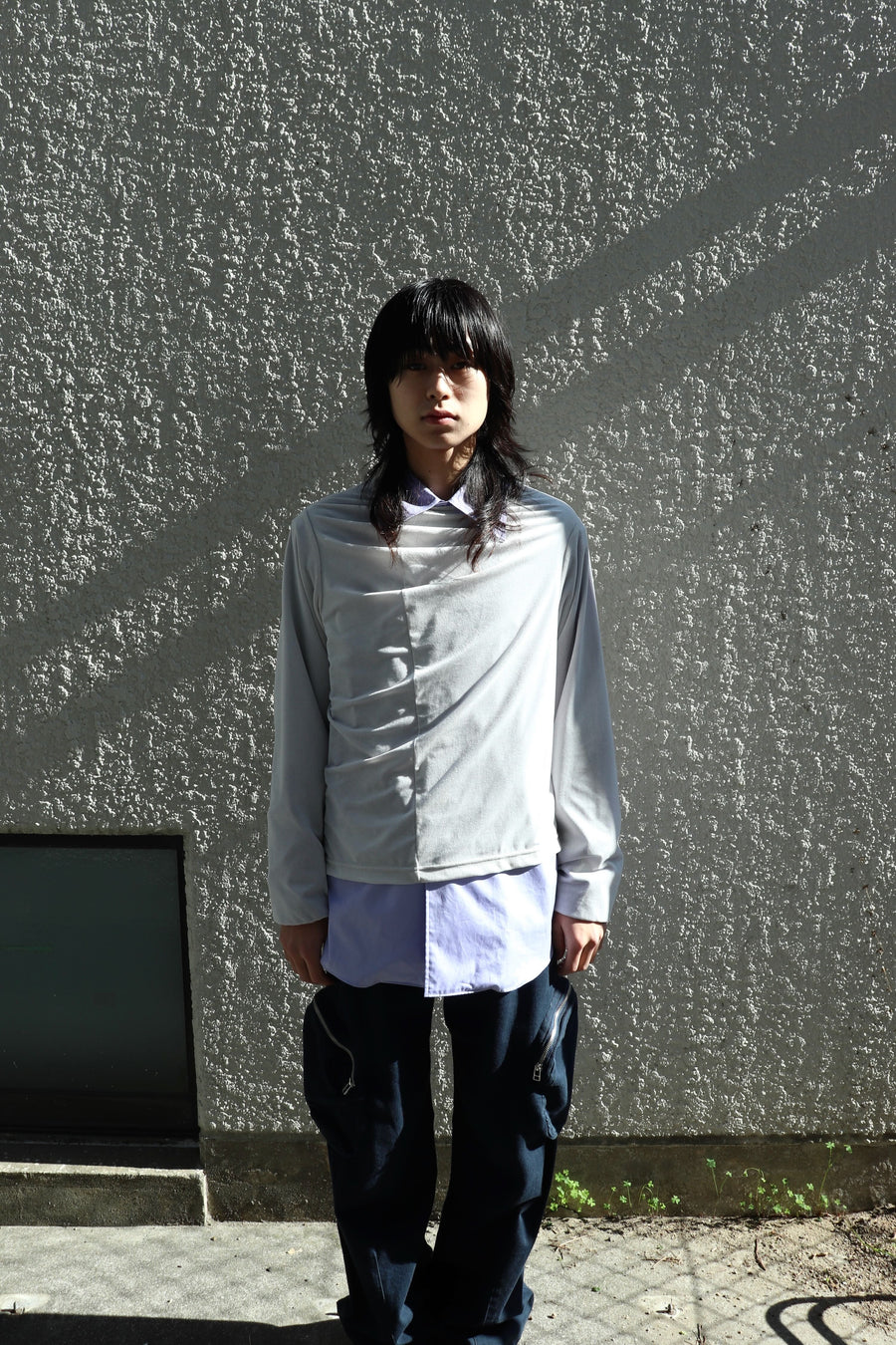 HOMMENA  Drape Long Sleeve Tee