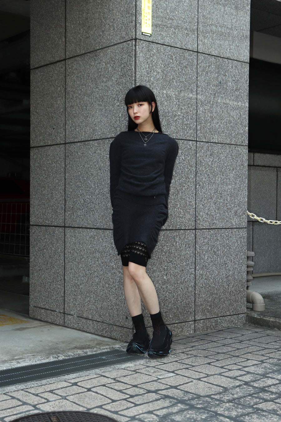 JUUKIFF  GATHERED WIDE-NECK TOP IN WOOL