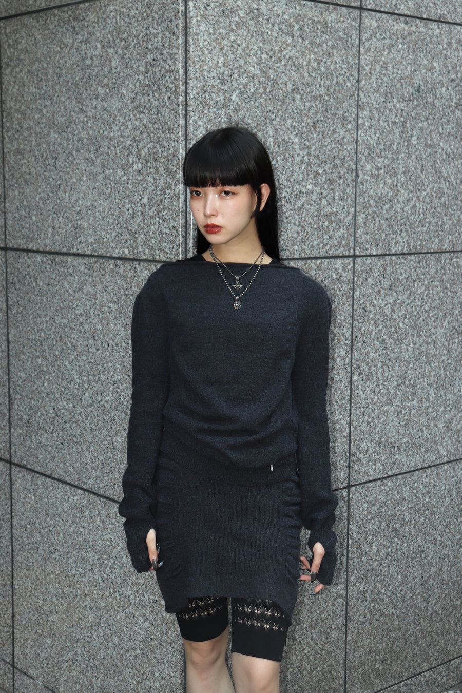 JUUKIFF  GATHERED WIDE-NECK TOP IN WOOL