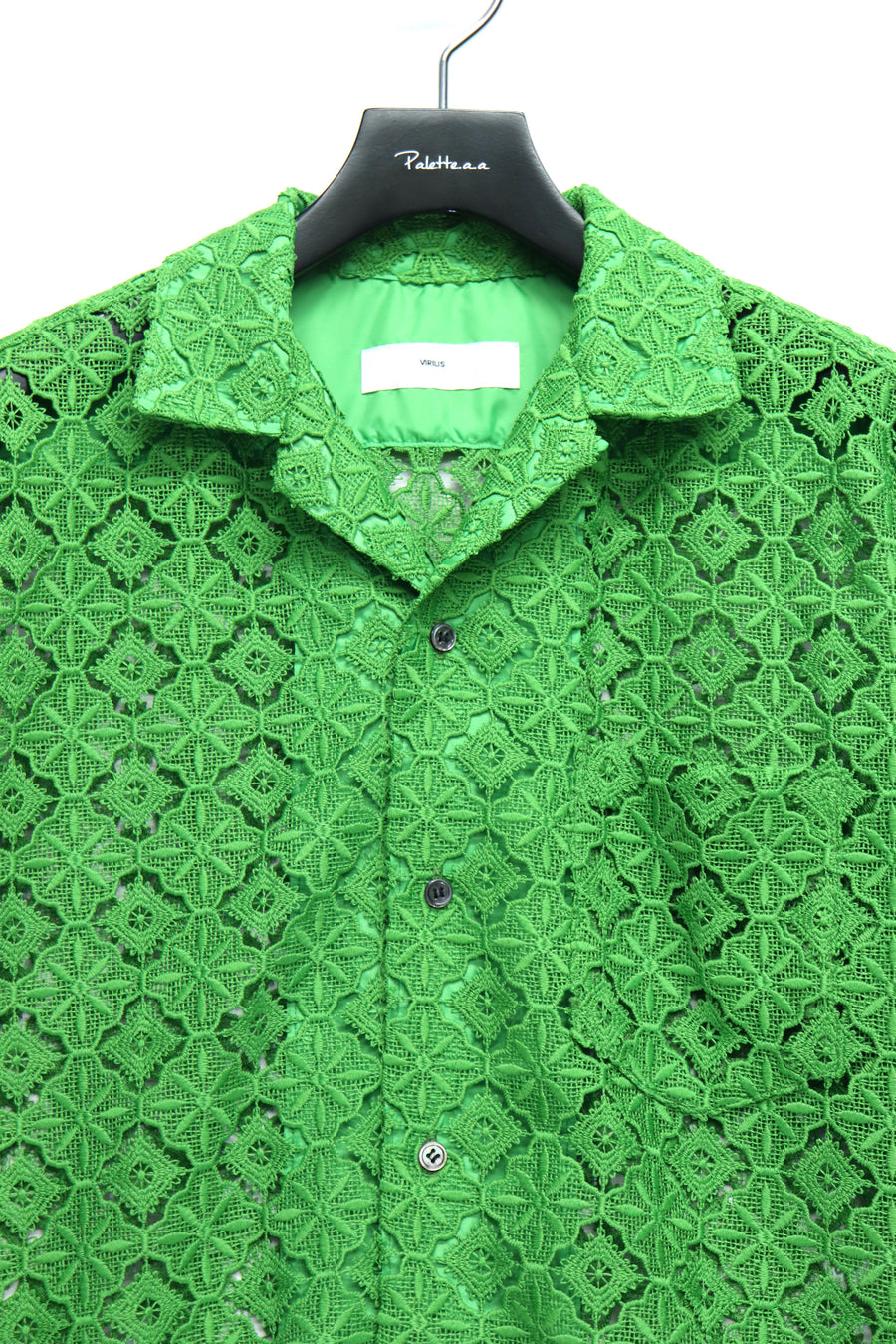 TOGA VIRILIS  Lace S/S shirt(GREEN)