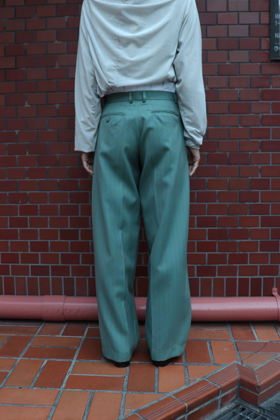 HOMMENA  Frilled Twisted Wide Pants(GREEN)