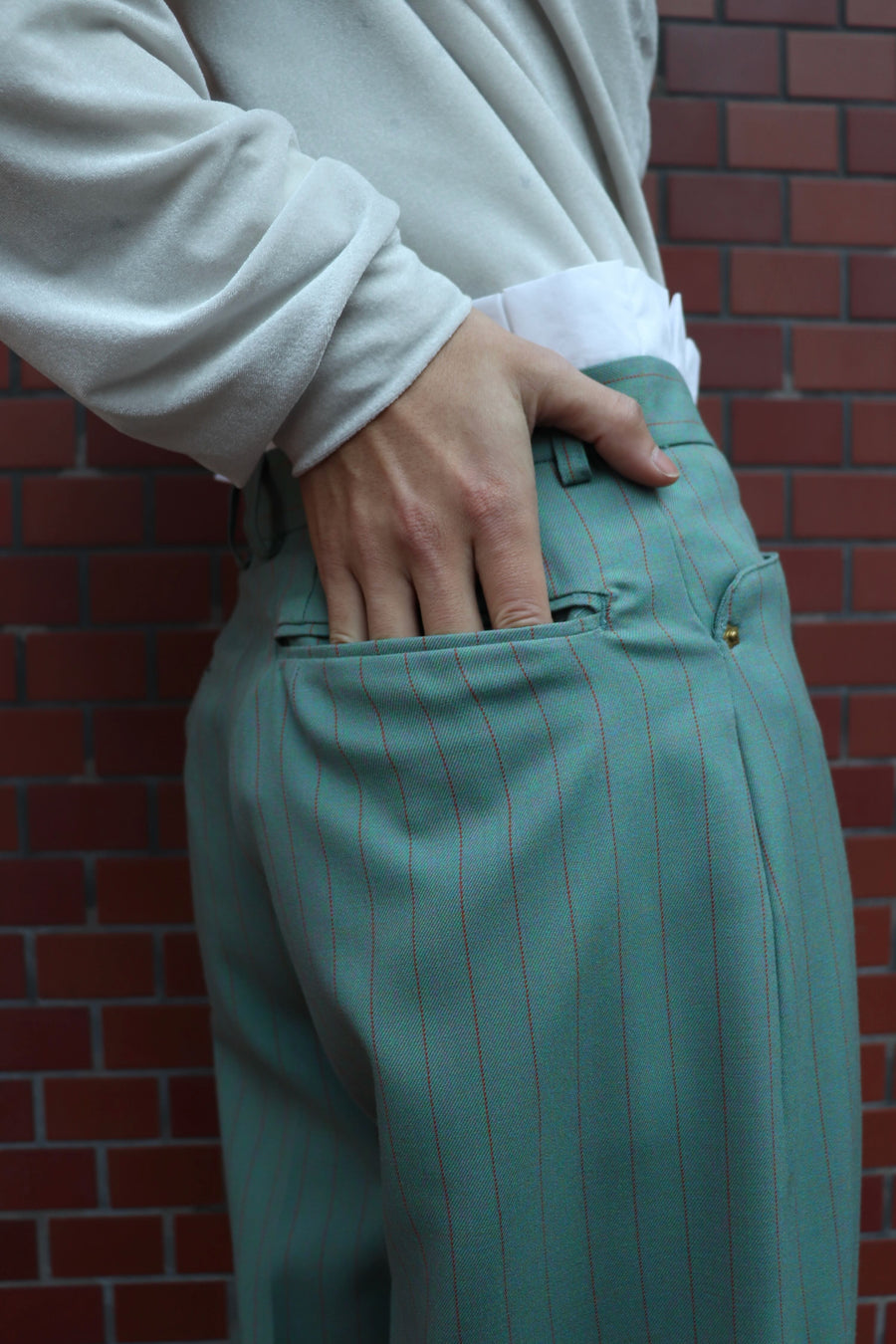 HOMMENA  Frilled Twisted Wide Pants(GREEN)