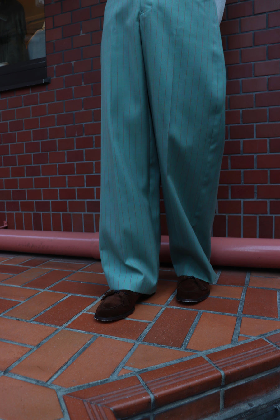 HOMMENA  Frilled Twisted Wide Pants(GREEN)