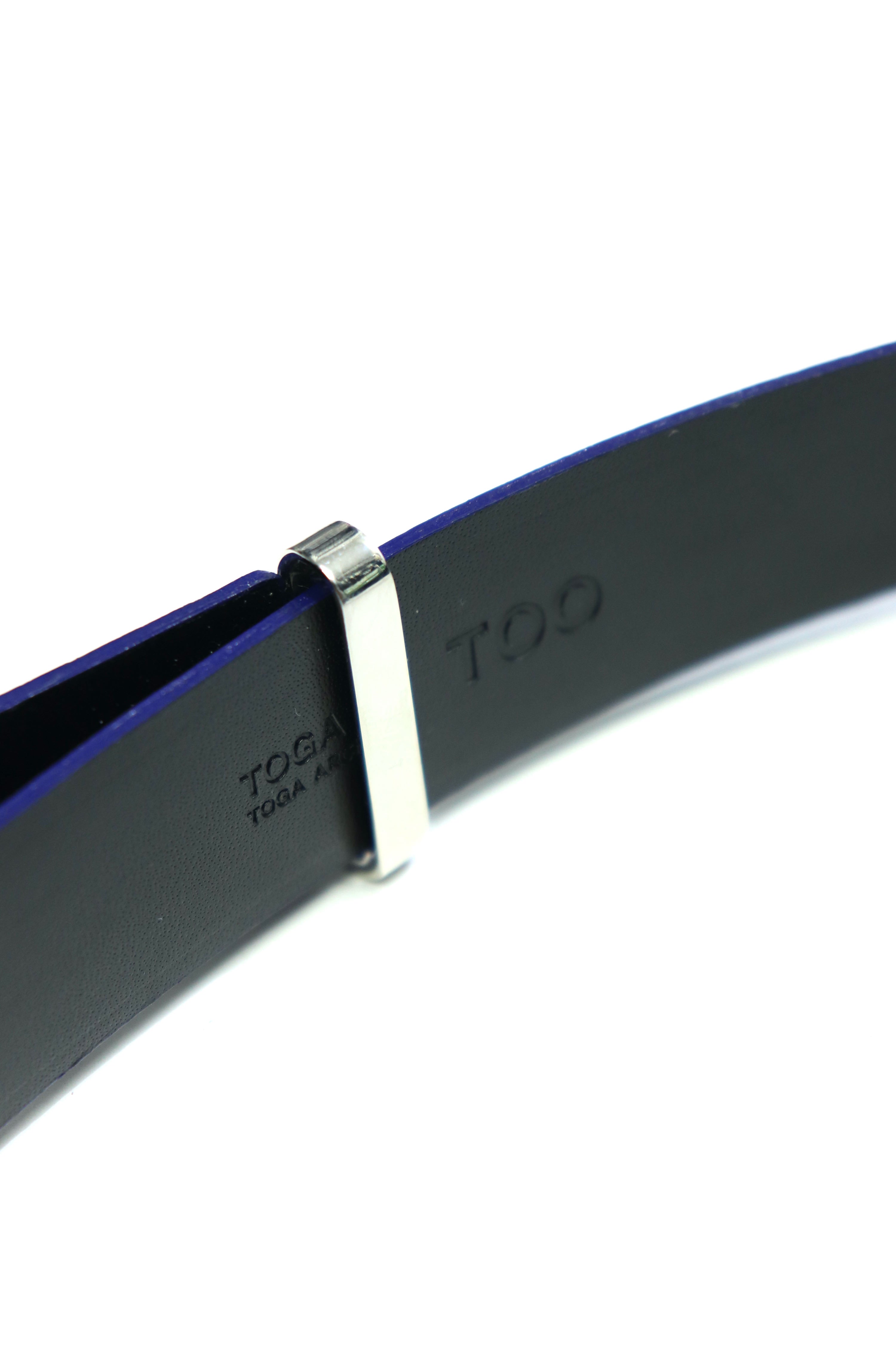 新品 TOGA TOO Leather belt M ネイビー ベルト TOGA VIRILIS(トーガ ビリリース)のLeather belt color NAVYの通販