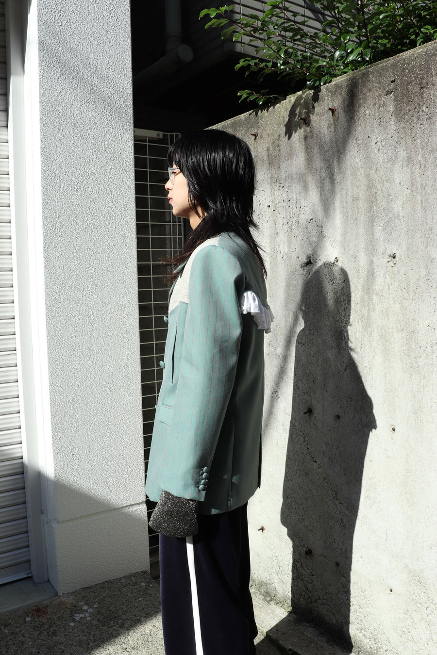 HOMMENA  Frillrd Western Double Breasted Jacket(GREEN)