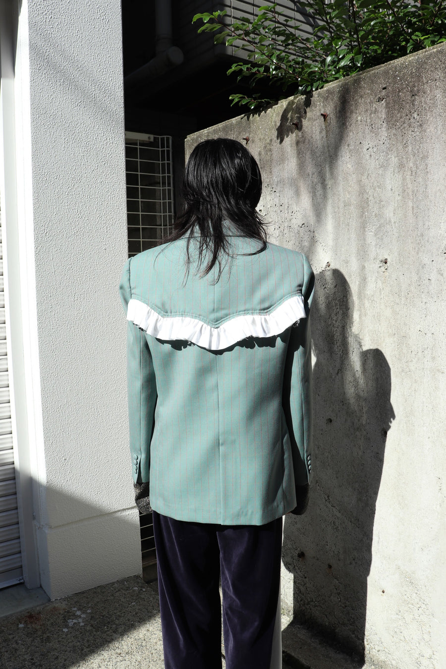 HOMMENA  Frillrd Western Double Breasted Jacket(GREEN)