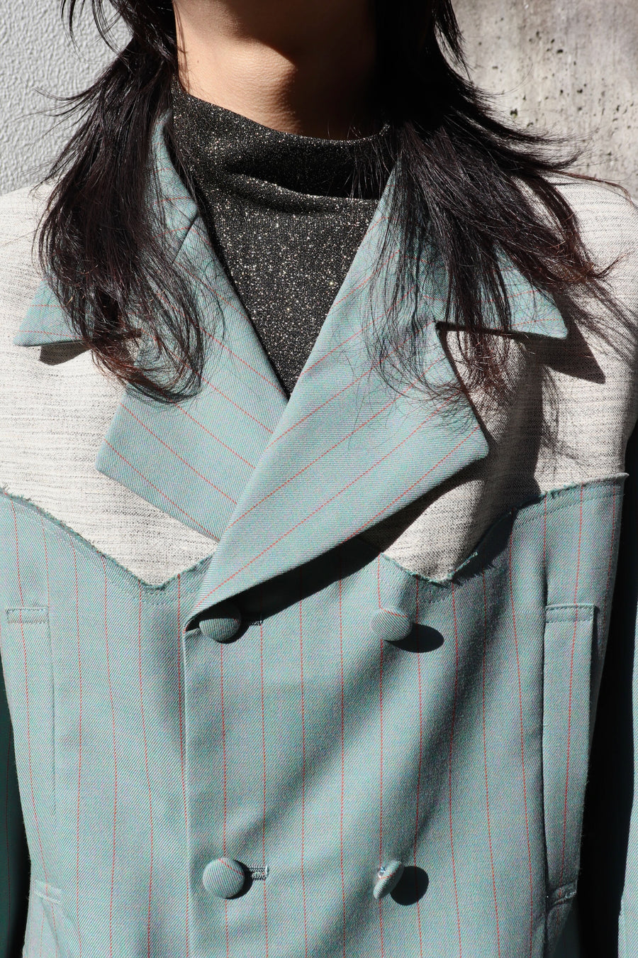 HOMMENA  Frillrd Western Double Breasted Jacket(GREEN)