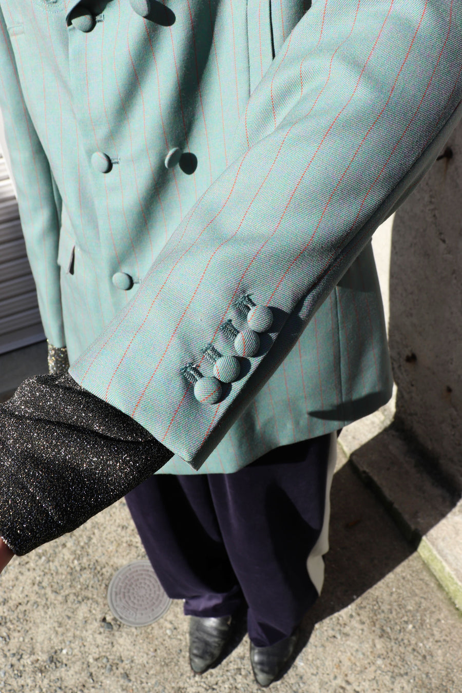 HOMMENA  Frillrd Western Double Breasted Jacket(GREEN)