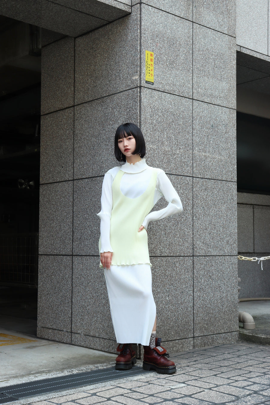 kotohayokozawa  LAYERED LONG-SLEEVE DRESS(WHITE)