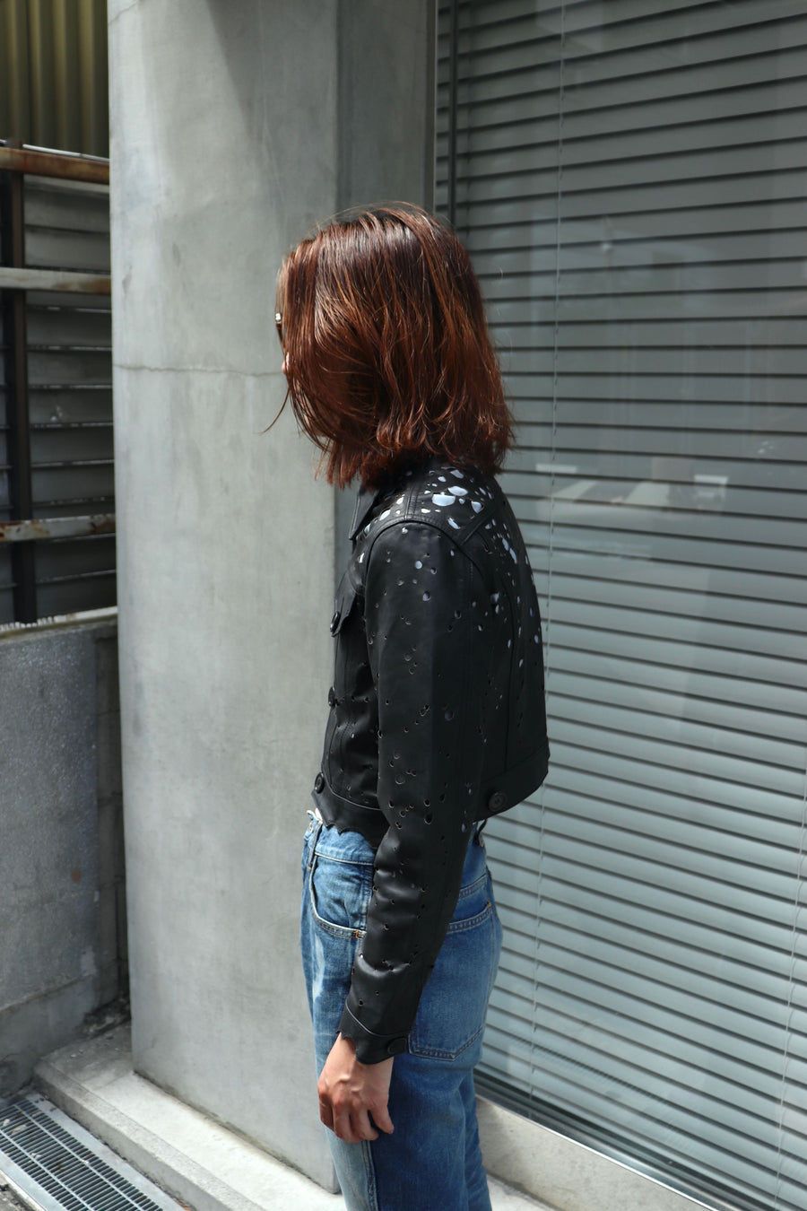 MASU  BACTERIA LEATHER TRUCKER JACKET