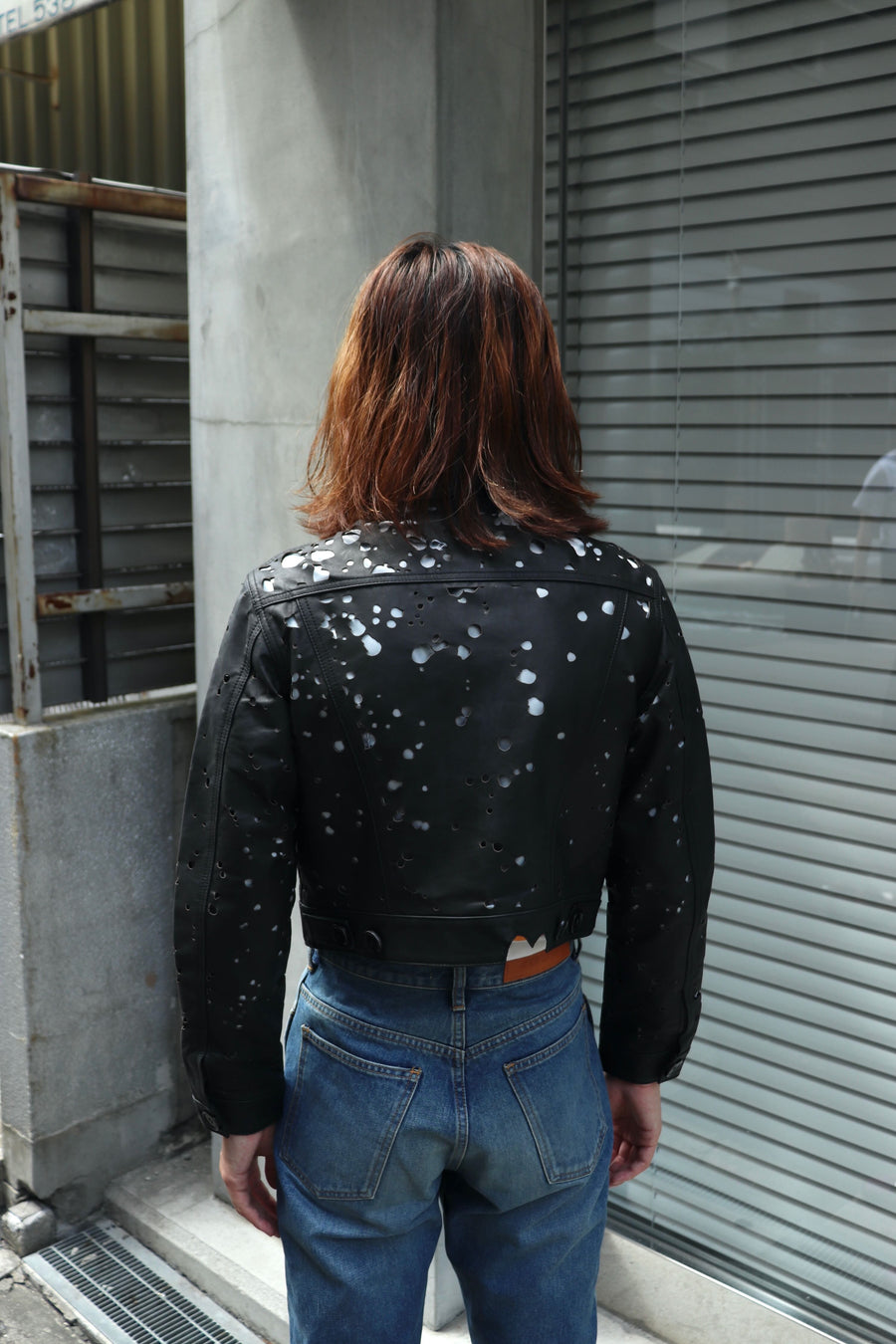 MASU  BACTERIA LEATHER TRUCKER JACKET