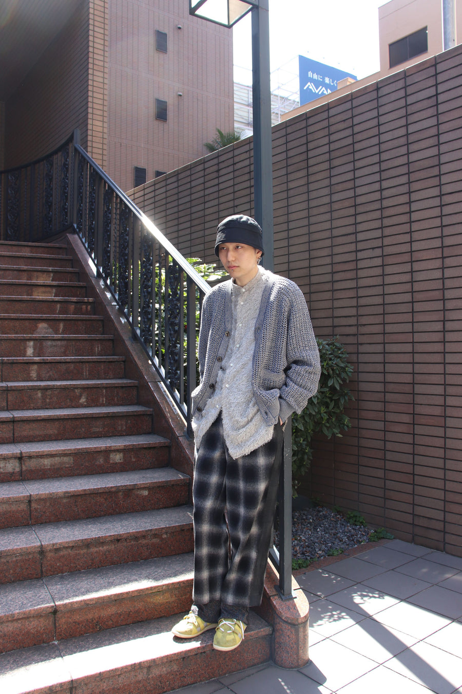 soe  Ombre Check Painted Line Trousers