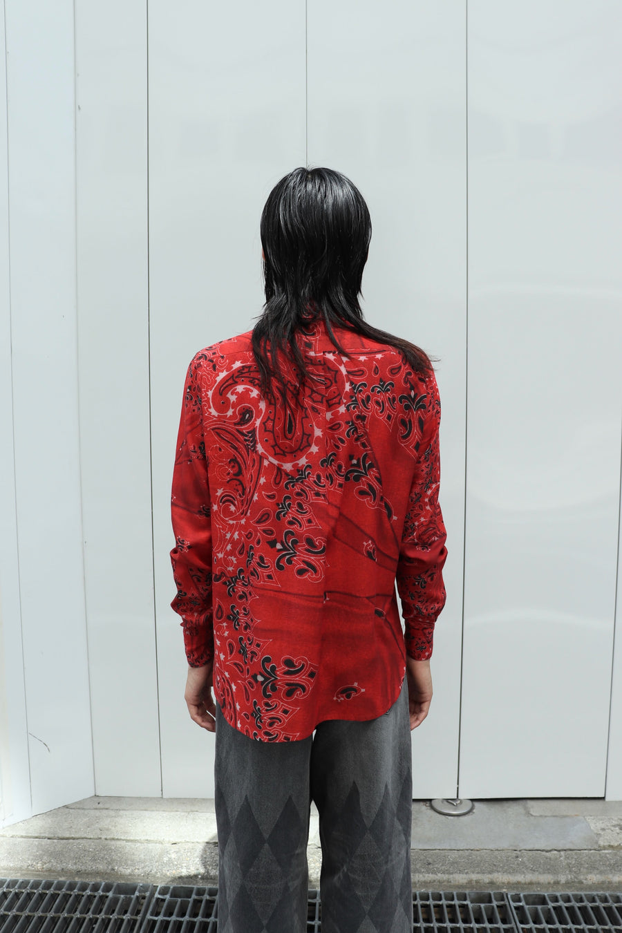 MASU  CRUSHED PAISLEY PRINT SHIRT(RED)
