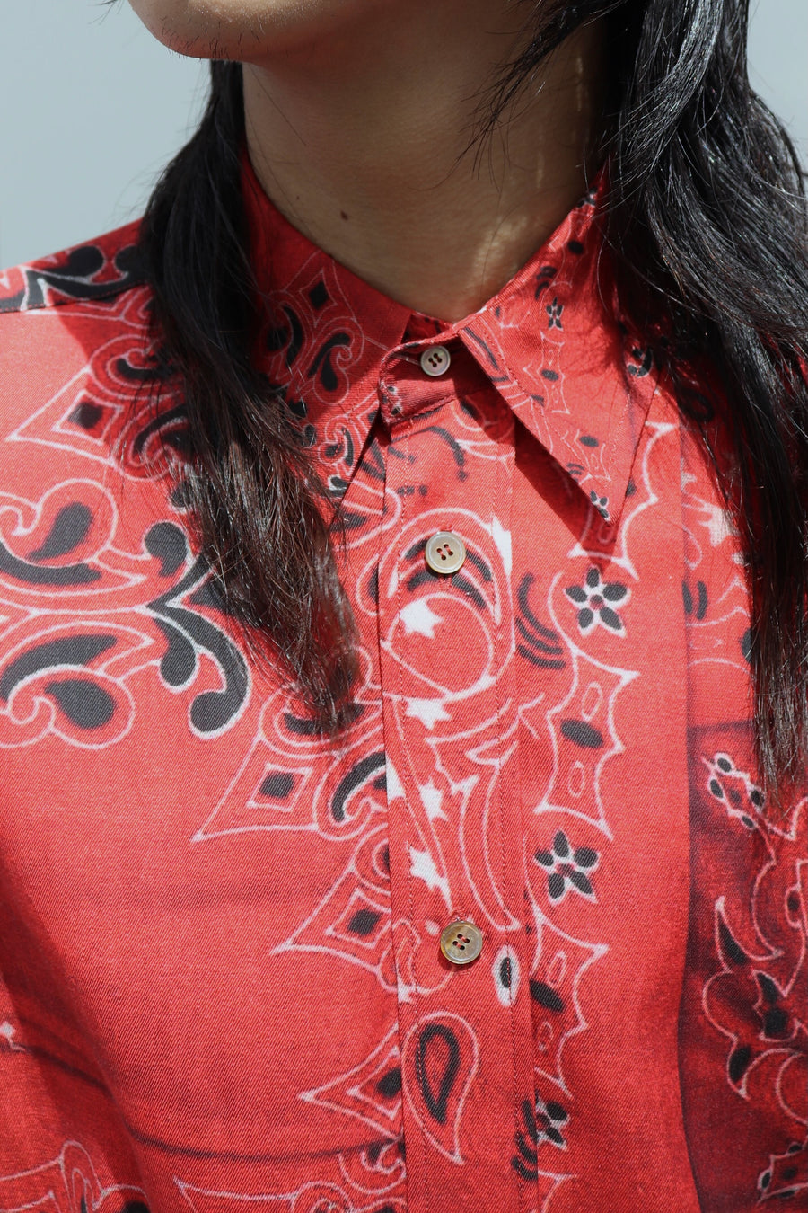 MASU  CRUSHED PAISLEY PRINT SHIRT(RED)
