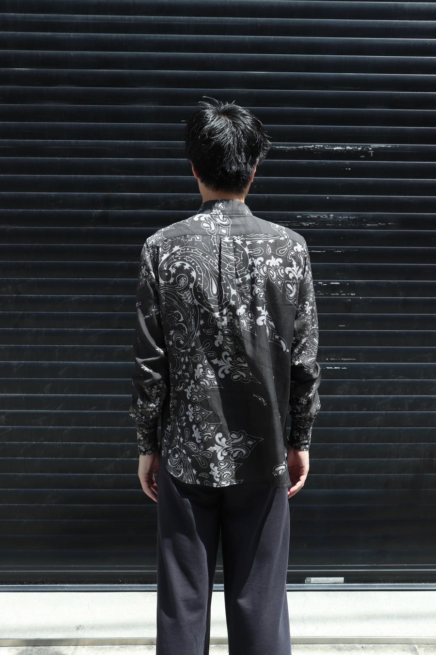 MASU  CRUSHED PAISLEY PRINT SHIRT(BLACK)