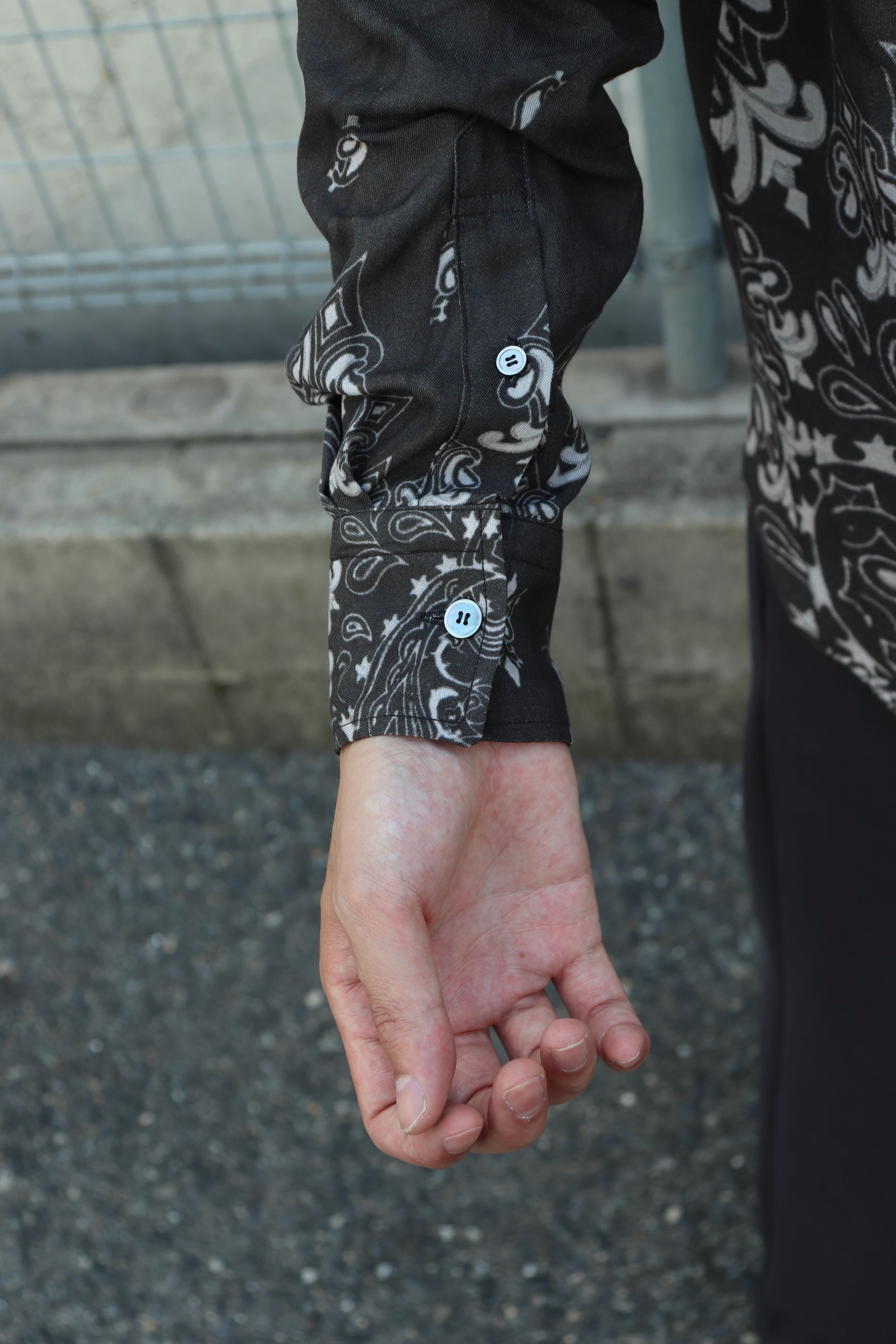 MASU(エムエーエスユー)のCRUSHED PAISLEY PRINT SHIRT BLACKの