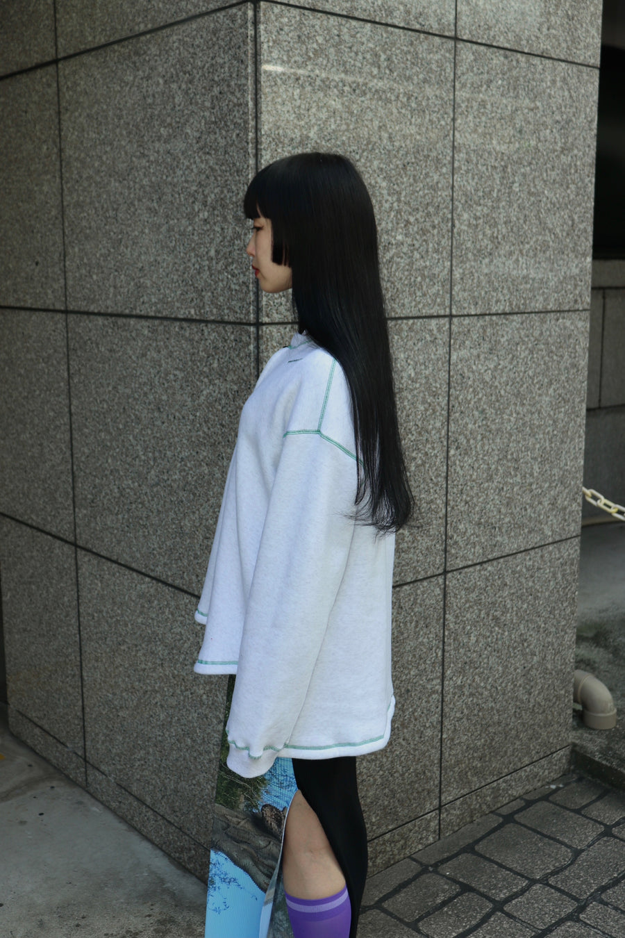 kotohayokozawa  REVERSIBLE SLIT-NECK PULLOVER(WHITE)