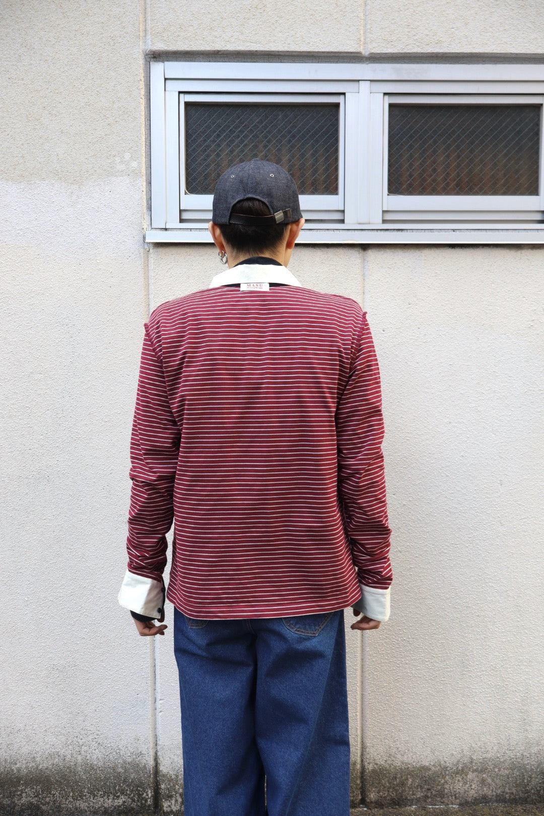 MASU(エムエーエスユー)のOPPOSITE STRIPE PULLOVER SHIRT WINE REDの
