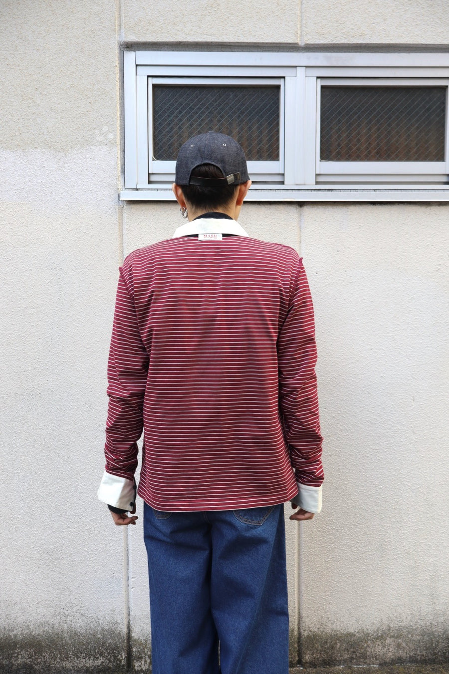 MASU(エムエーエスユー)のOPPOSITE STRIPE PULLOVER SHIRT WINE REDの