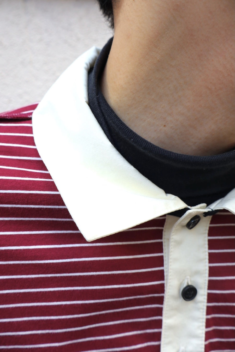 MASU(エムエーエスユー)のOPPOSITE STRIPE PULLOVER SHIRT WINE REDの