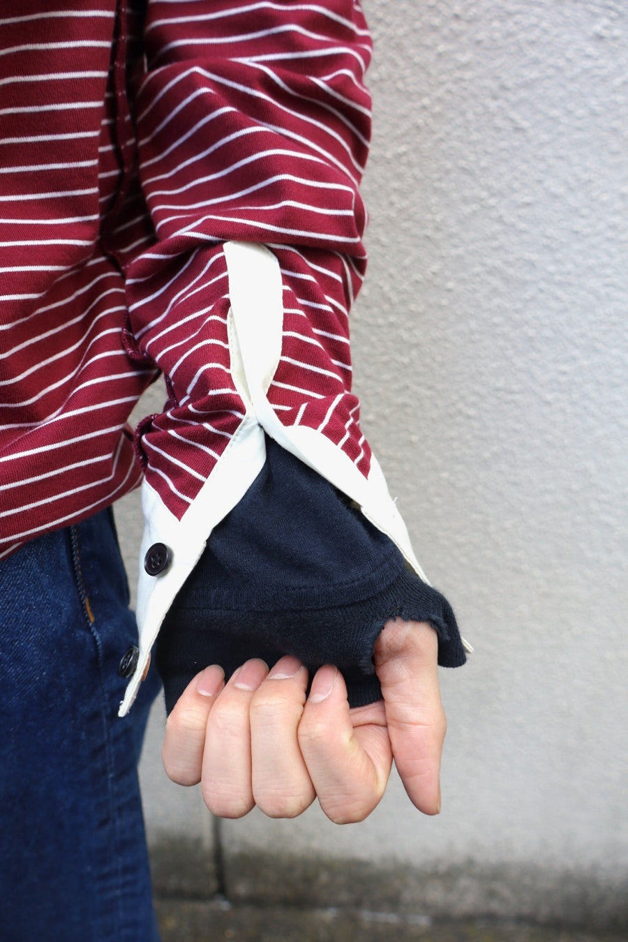 MASU(エムエーエスユー)のOPPOSITE STRIPE PULLOVER SHIRT WINE REDの