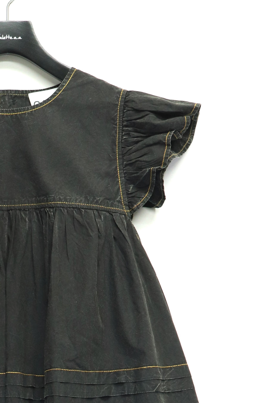 GANNI  Garment Dyed Cotton Frill Sleeve Top