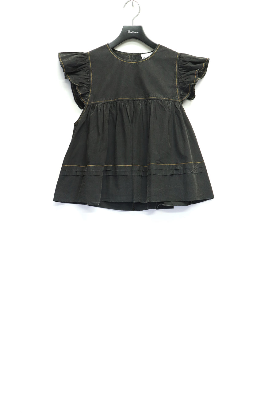 GANNI  Garment Dyed Cotton Frill Sleeve Top