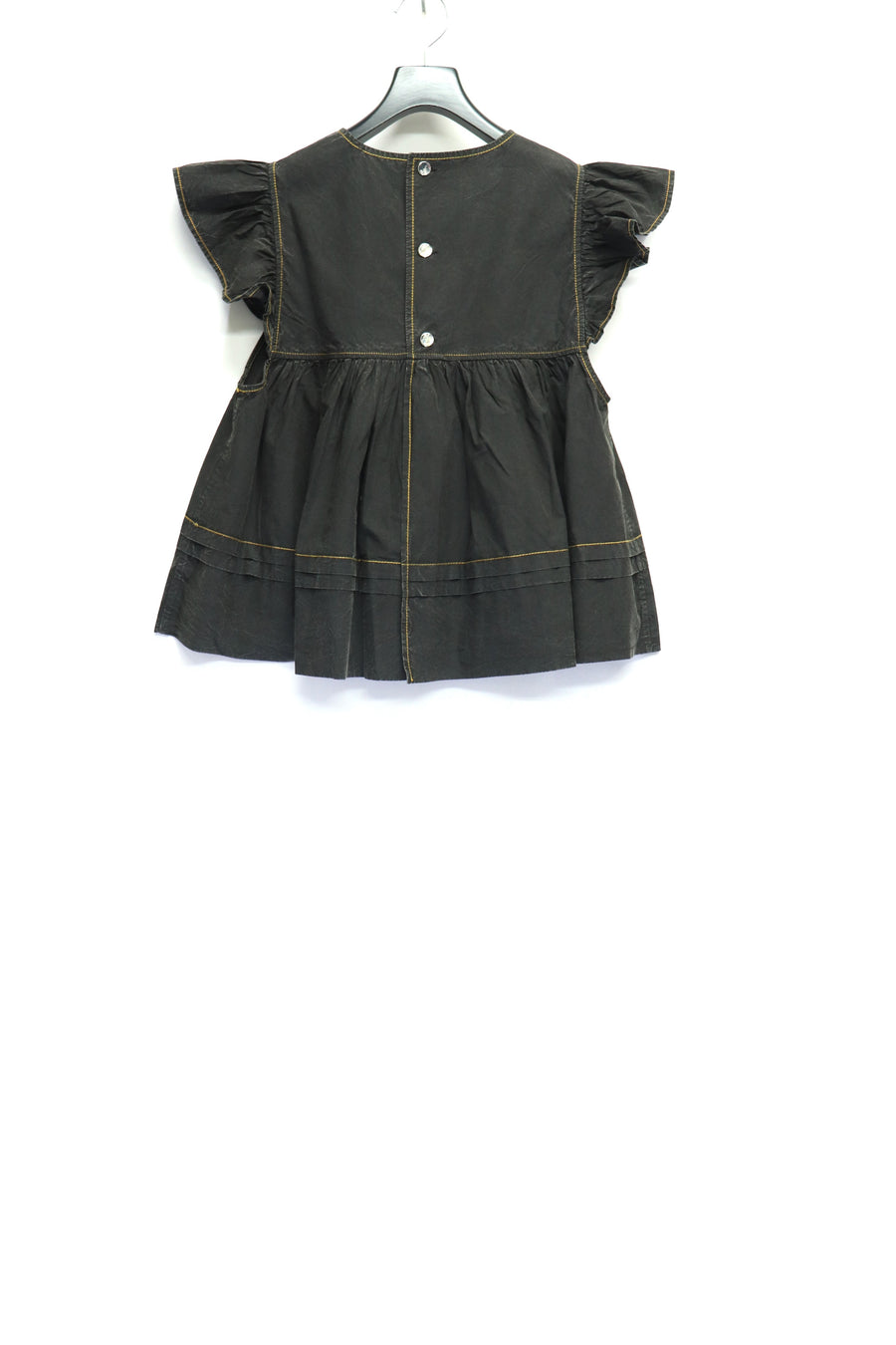 GANNI  Garment Dyed Cotton Frill Sleeve Top