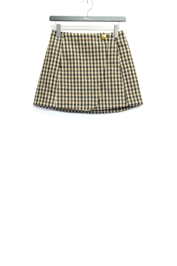 GANNI  Check Wool Mix Skirt