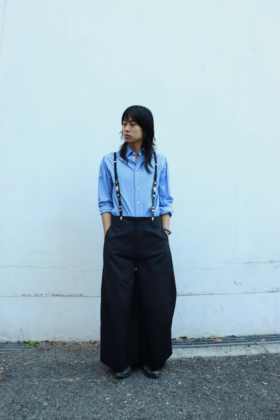 TOGA  Metal leather suspenders